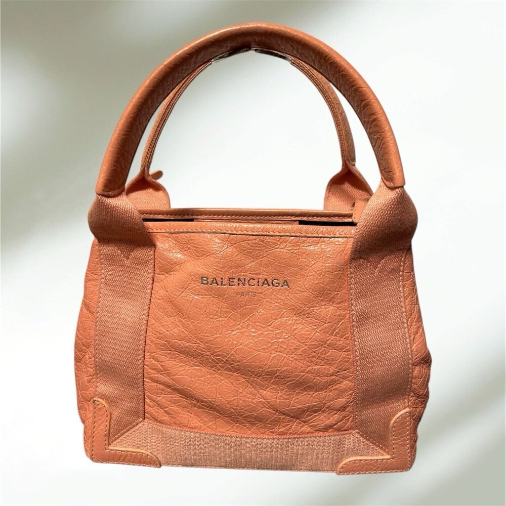 Balenciaga Navy Cabas Small Pink Leather Tote Bag Crossbody - Picture 3 of 11